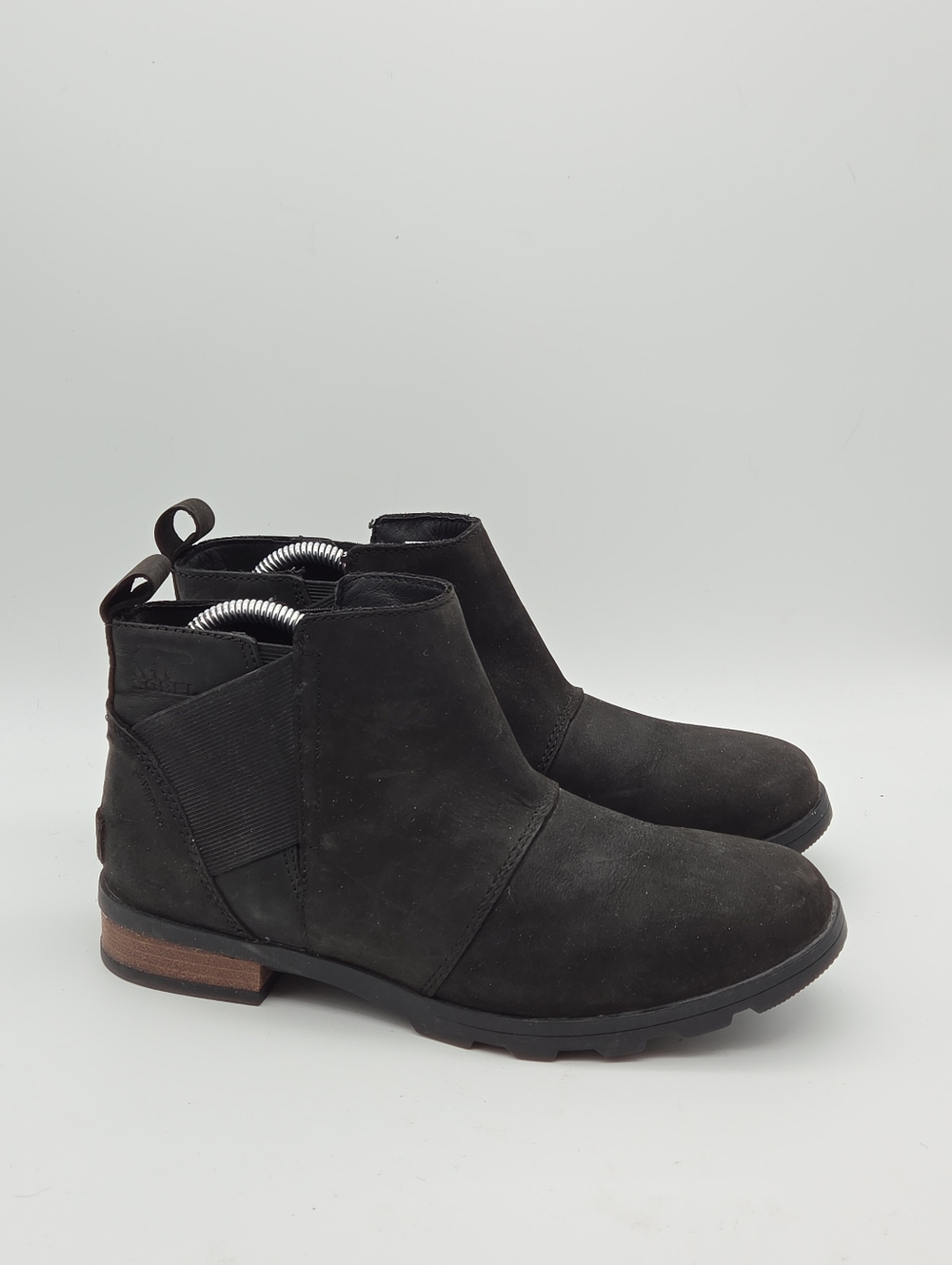 Sorel EUC Emelie Chelsea Black Leather Ankle Boots Women's 9.5